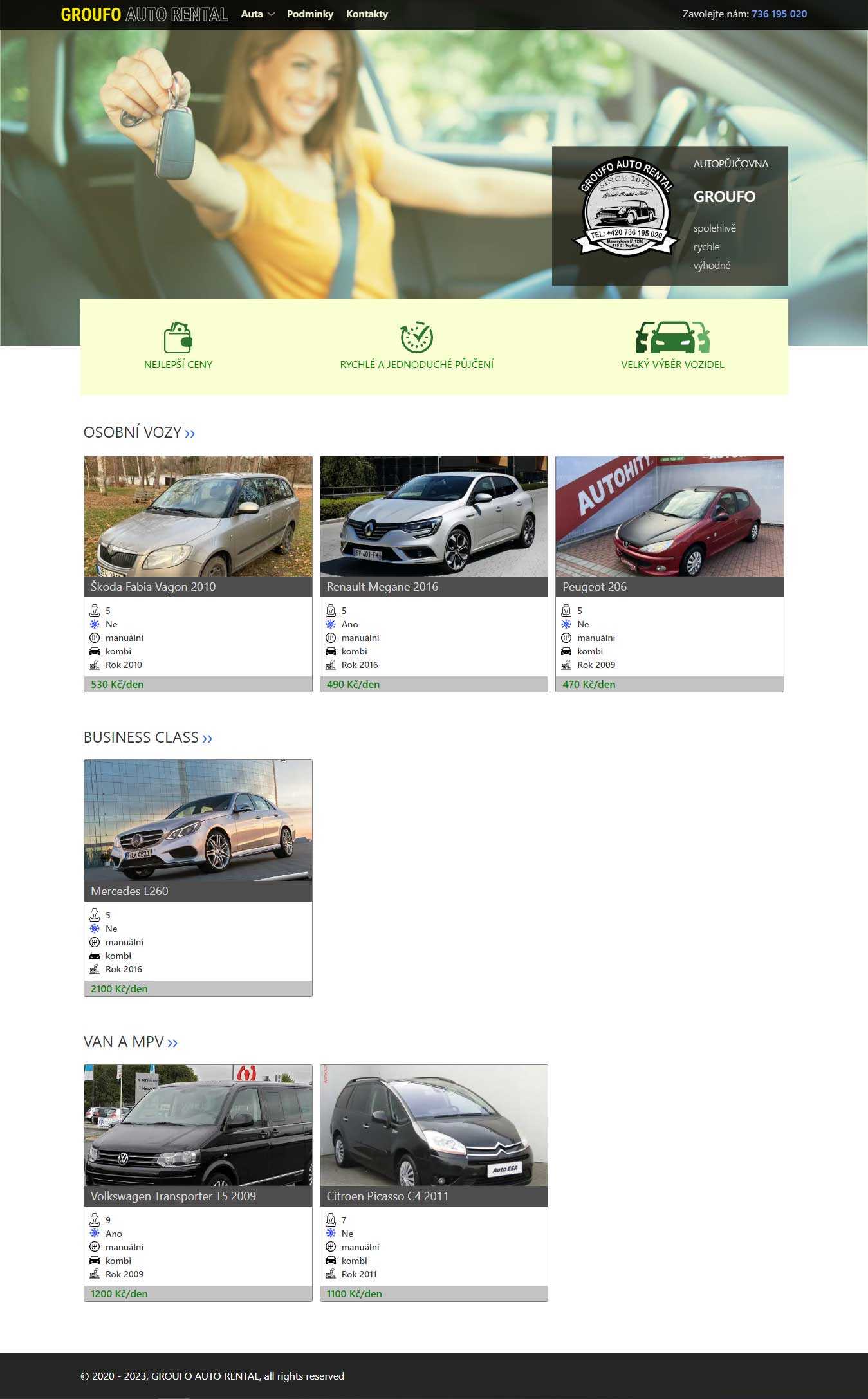 Website for Car rental general view