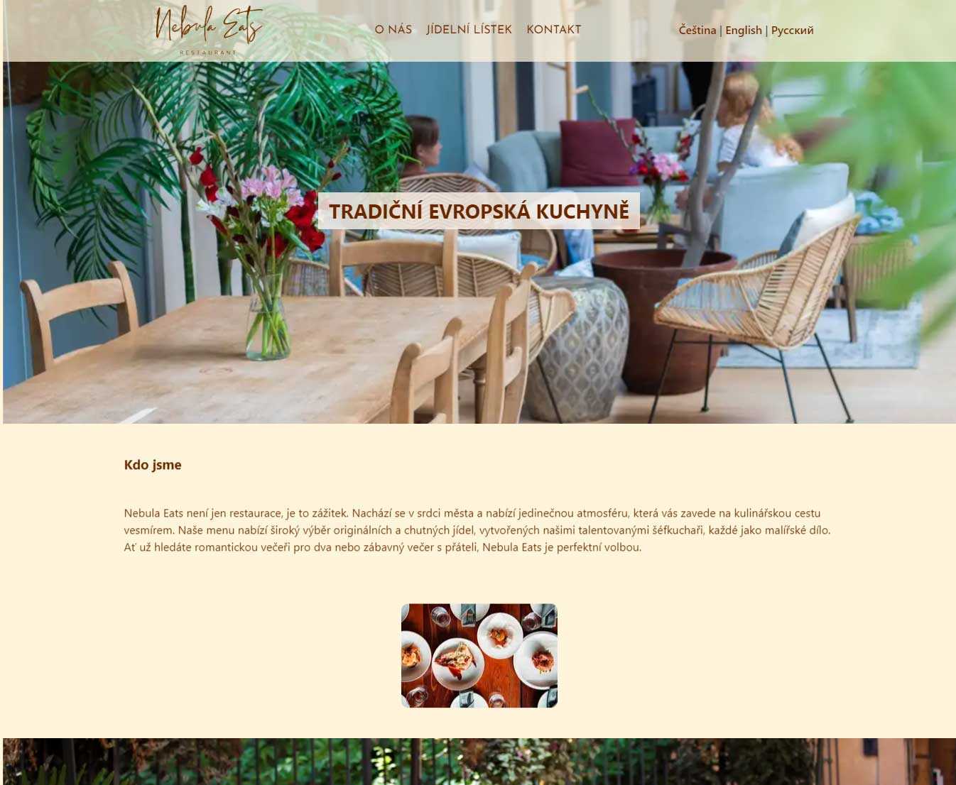Website for Website for a restaurant general view