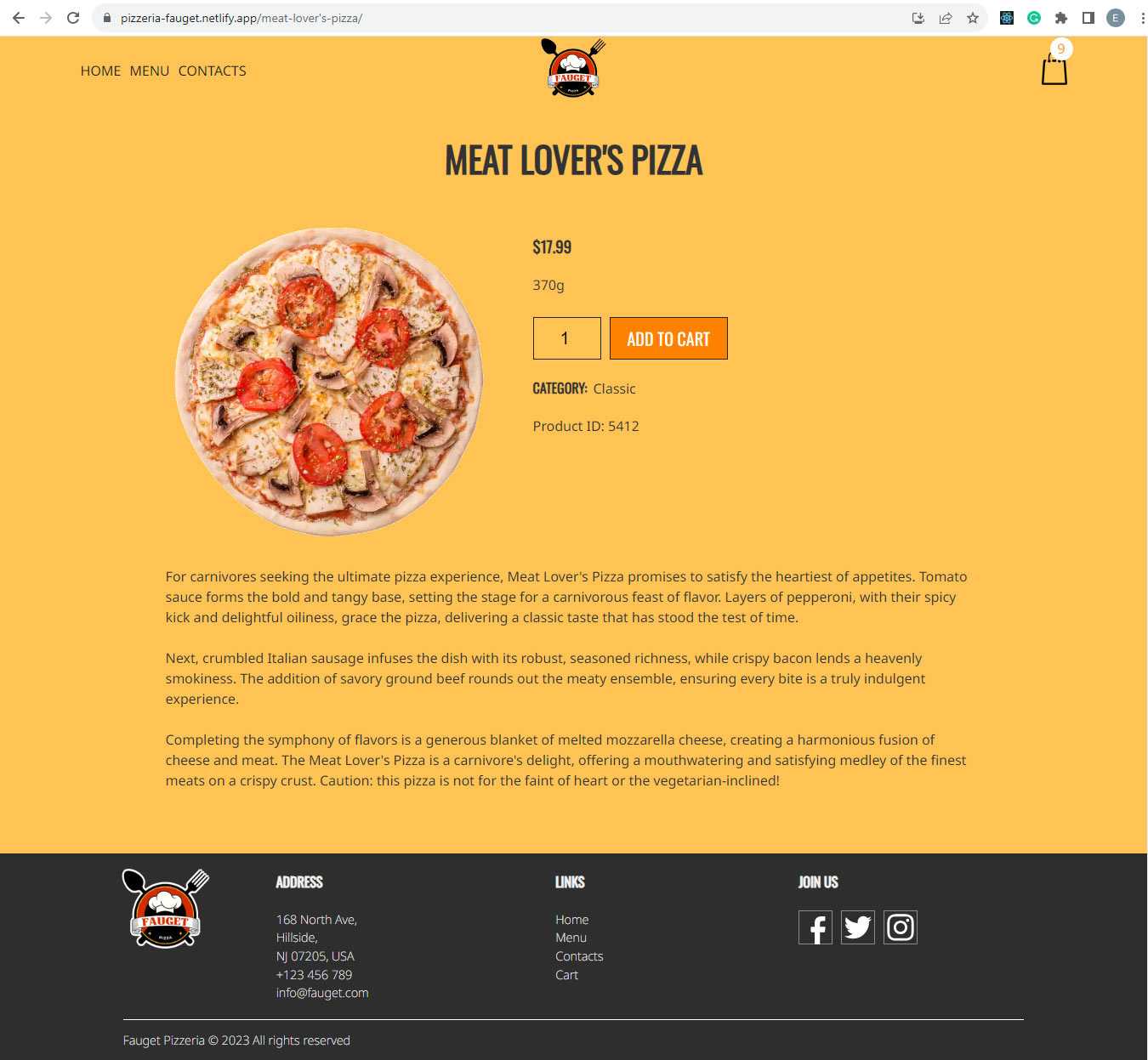 Page of Сайт для піцерії